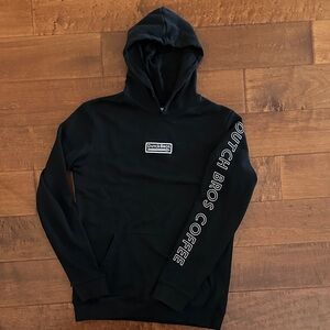 Dutch Bros Black Hoodie with White Sleeve Print